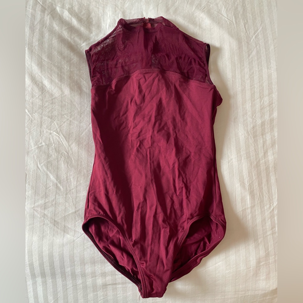 Motionwear Red Mesh Leotard with Zip Back, Adult Medium